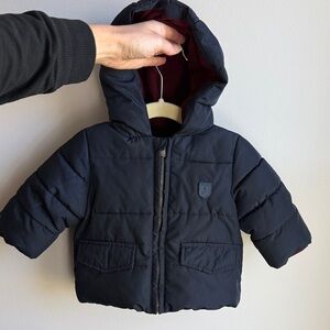 Navy Blue Hooded Puffer Jacket